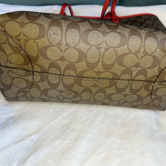 Coach x Keith Haring Signature Reversible City Tote Khaki Saddle Bag Orange - Picture 6 of 11